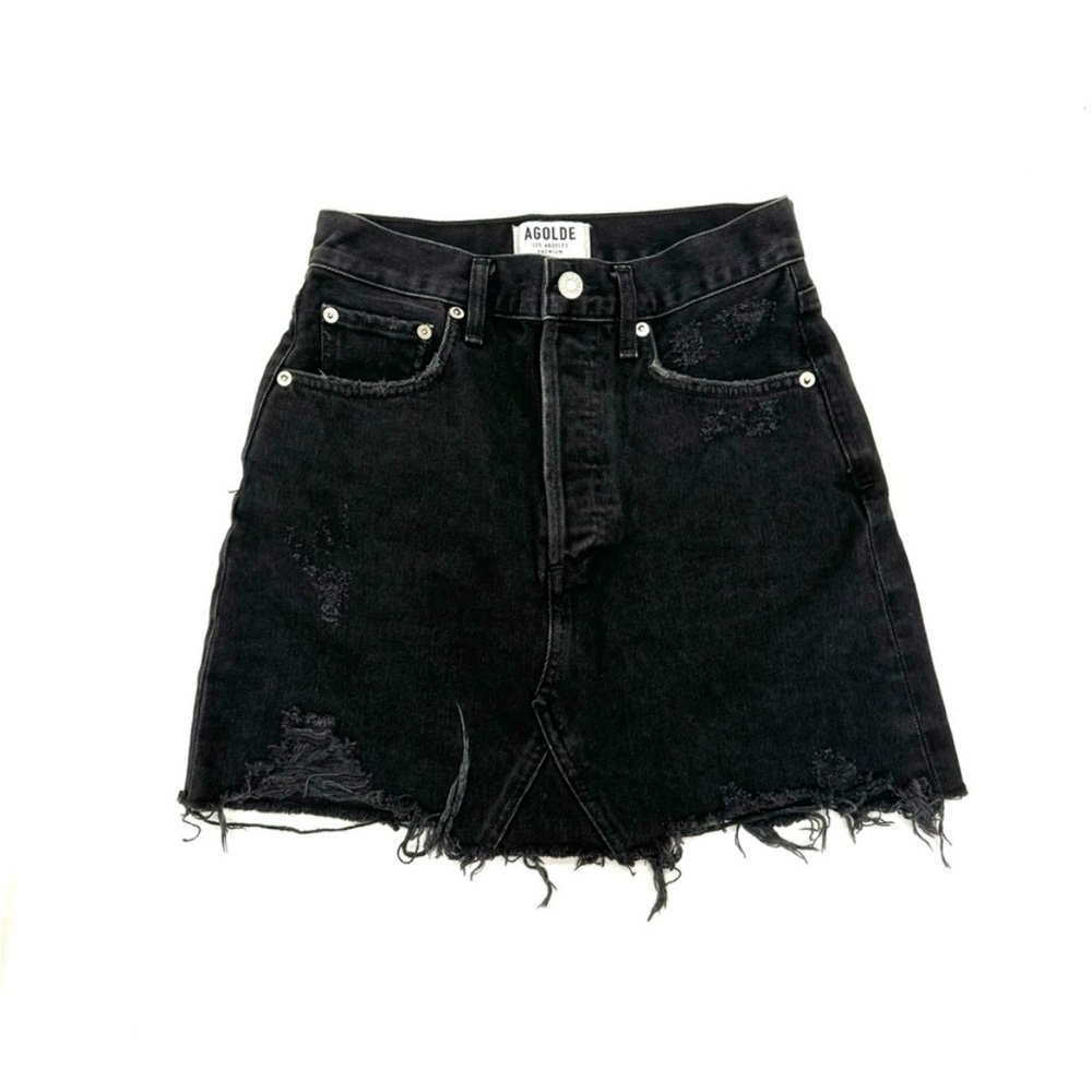 Agolde Black Distressed Mini Skirt